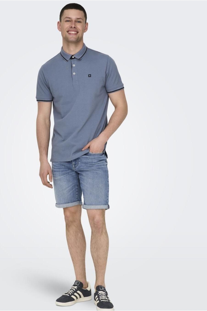 ONSFLETCHER LIFE SLIM SS POLO NOOS 22024827 FLINT STONE